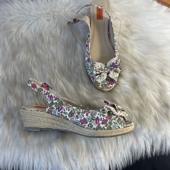 Mix Mooz Aida Floral Fabric Espadrille Wedges Sz 40/ US 9-9.5 - Picture 1 of 8